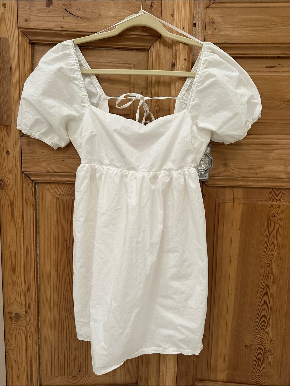 Le Lis White Puff Sleeve Tie-Back Mini Dress
